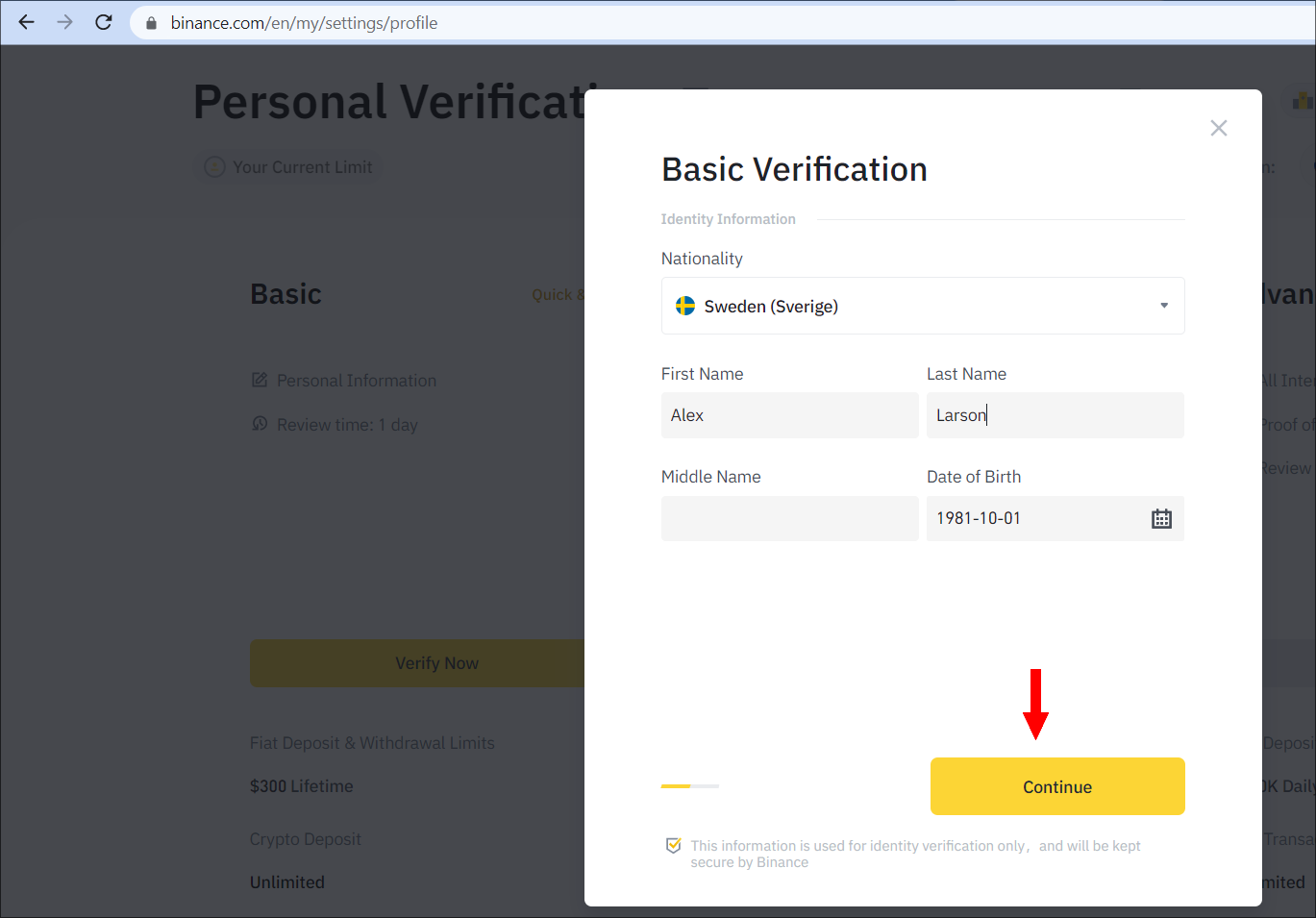 binance account verification time