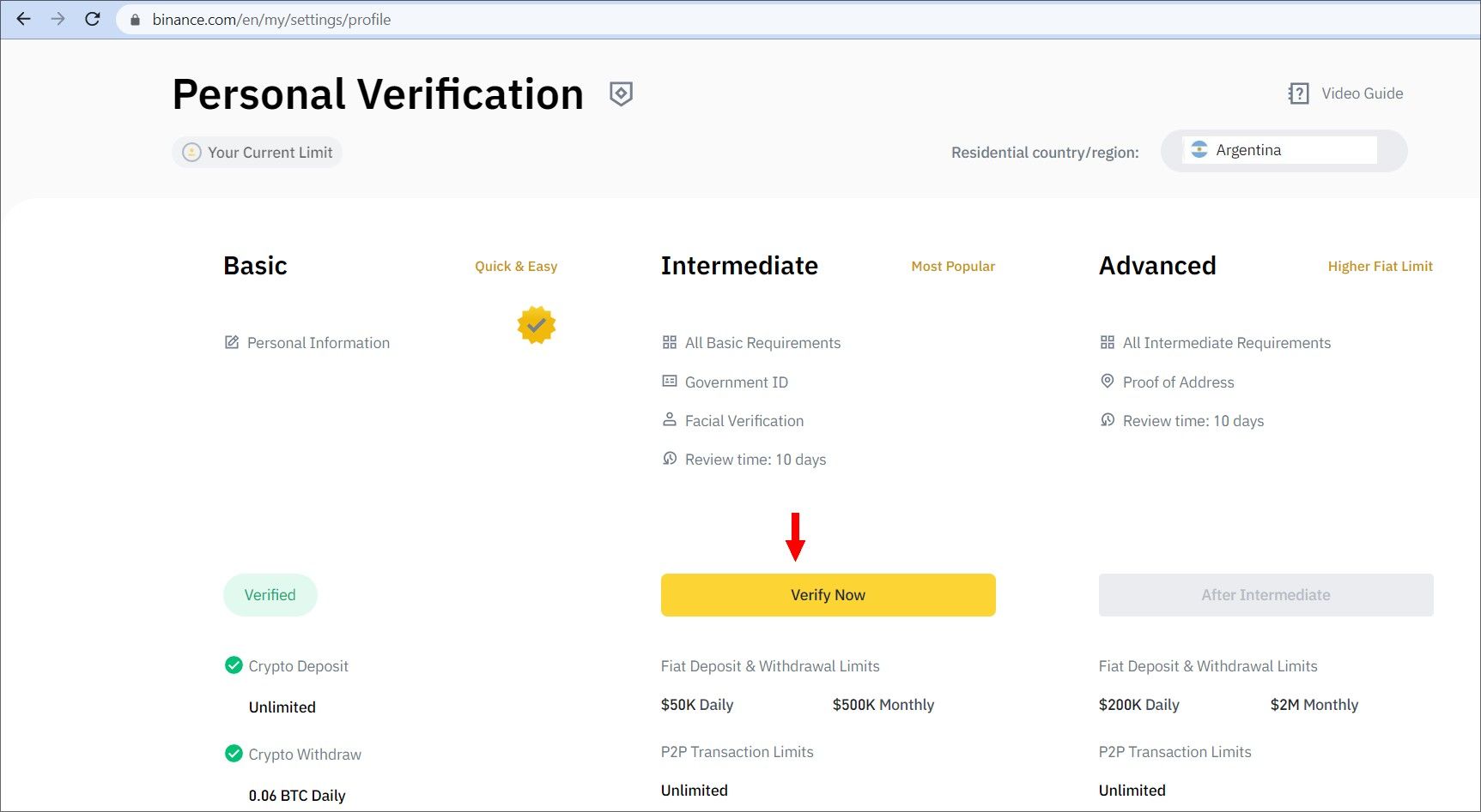 binance verification usa